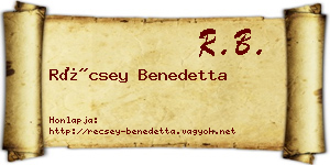 Récsey Benedetta névjegykártya